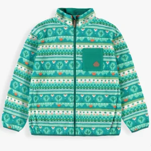 Veste en polar turquoise à motifs, adulte