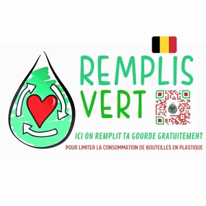 Autocollant Vitrine fond blanc RempliVert Belgique 12 x 7 cm