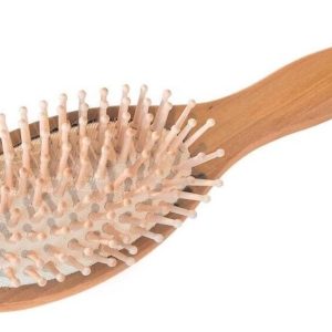 Brosse à cheveux ovale démêlante végétalienne en bois de lotus et caoutchouc – dès 5 ans