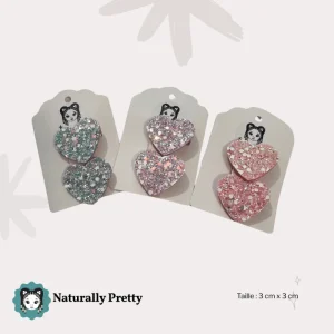 Barrettes Coeur Pailletées – Accessoires Cheveux pour Enfants