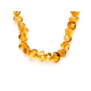 Collier Ambre baroque 100% naturel - Miel - 33 cm  - Fermoir Clip