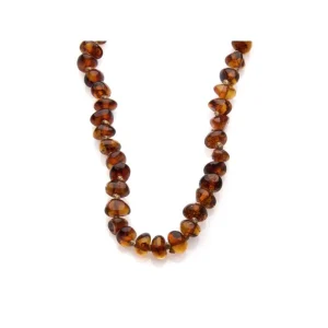 Collier Ambre baroque 100% naturel Baltique - 34,5 cm  - Cognac Fermoir Clip