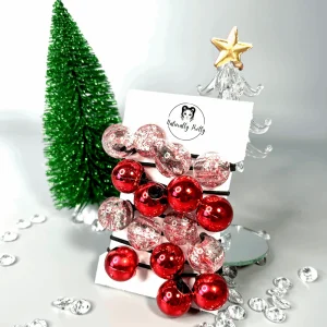 8 ÉLASTIQUES CHEVEUX BOULES GALACTIQUE ROUGE