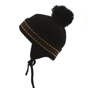 Tuque Noire rayure jaune F21TU285