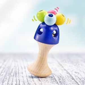 Girali - Hochet à manche en bois avec grelots invisible - à partir de la naissance